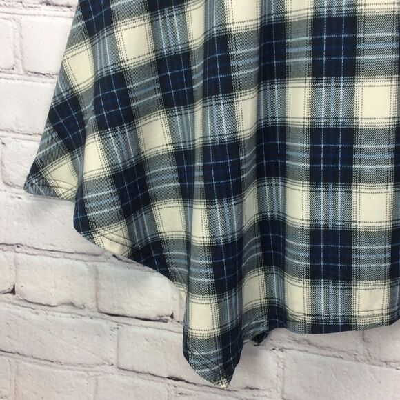 Larace Tunic Top Women's Plus Size 2x Blue Plaid Shark Bite Hem Pullover Stretch - Picture 3 of 6